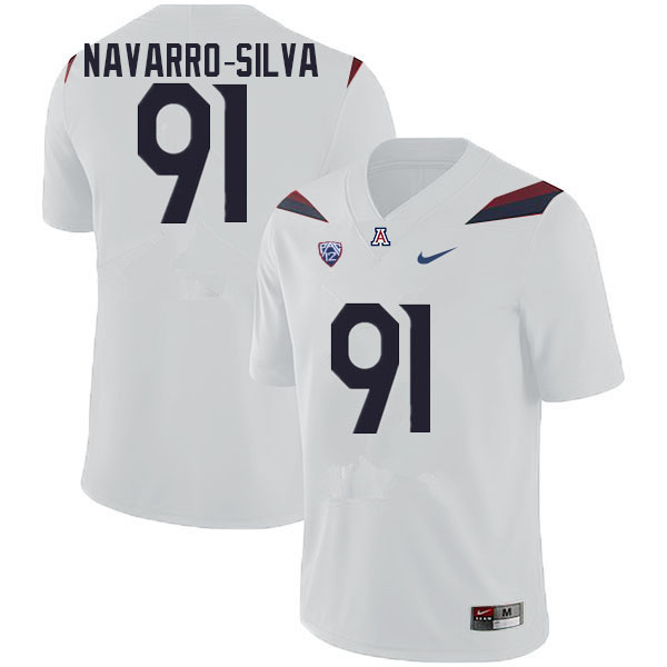 Men #91 Alex Navarro-Silva Arizona Wildcats College Football Jerseys Sale-White